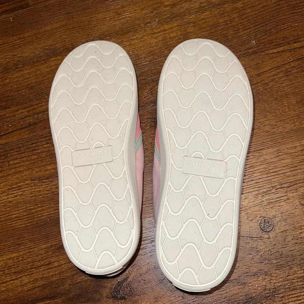 Sperry Colorblock Pink Green Pastel Canvas Slip On Memory Foam Loafers Size 6 - Picture 9 of 11